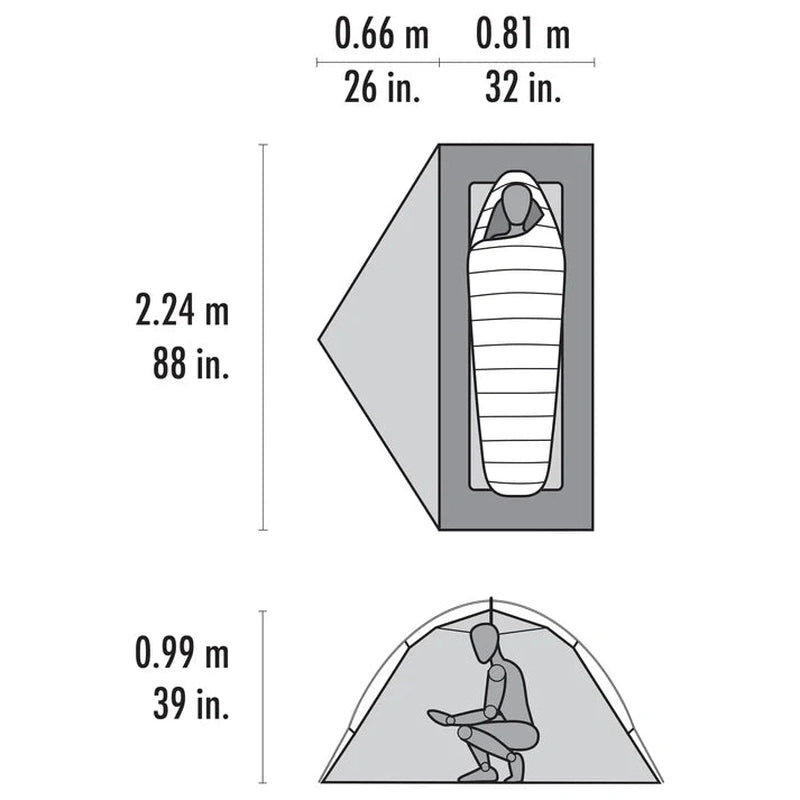 Teknisk ritning med inre mått för Hubba Hubba HD 1