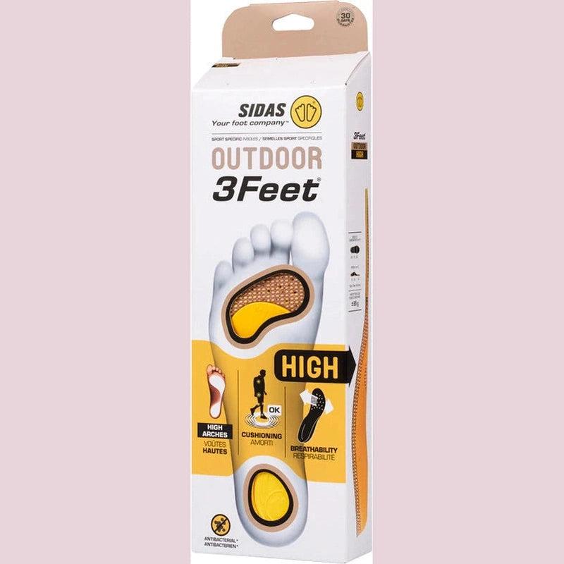 Förpackning för SIDAS Outdoor 3Feet HIGH inläggssulor med orange detaljer