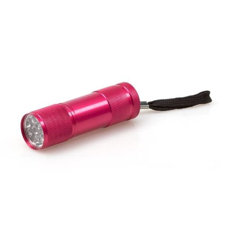 Rosa aluminiumficklampa med 9 LED och rutmönstrad textur