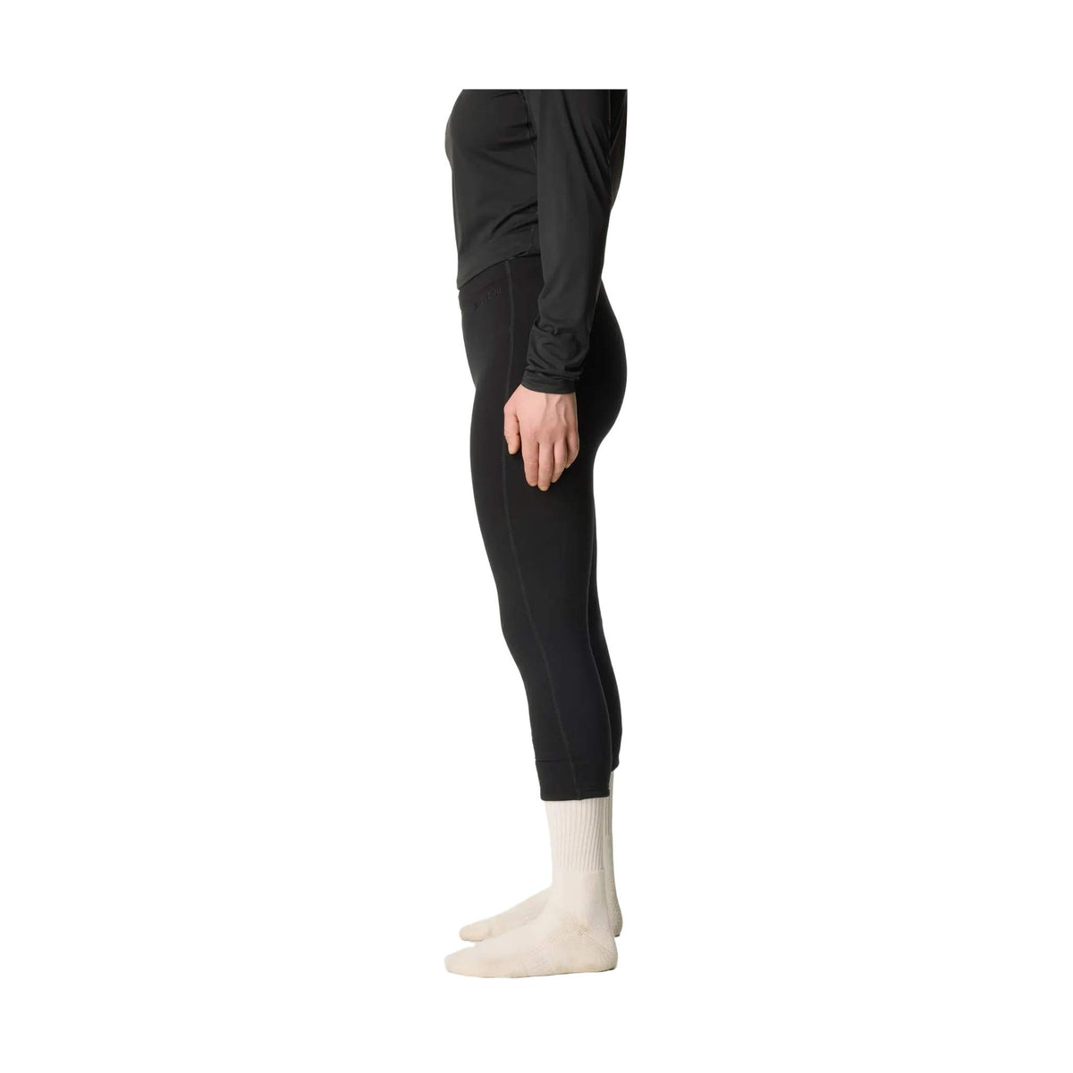 Svarta Drop Knee Power Tights II i trekvartslängd, sidoprofil med slät yta