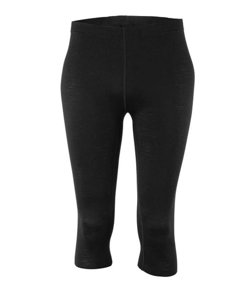 Svarta merino underställsbyxor knälång modell elastisk midja
