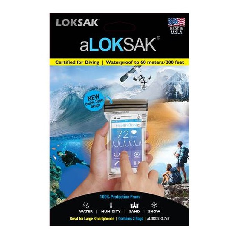 aLOKSAK vattentäta fodral för smartphone, svart/vit/blå, skydd mot vatten och sand