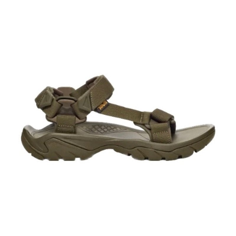 Teva Terra Fi 5 sandal i olivgrön med T-bandsdesign och mönstrad yttersula