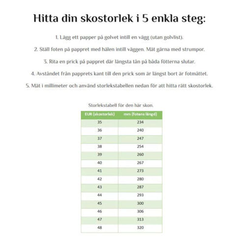 Storleksguide för Graninge Offerdal vandringskängor med EUR och mm-tabell