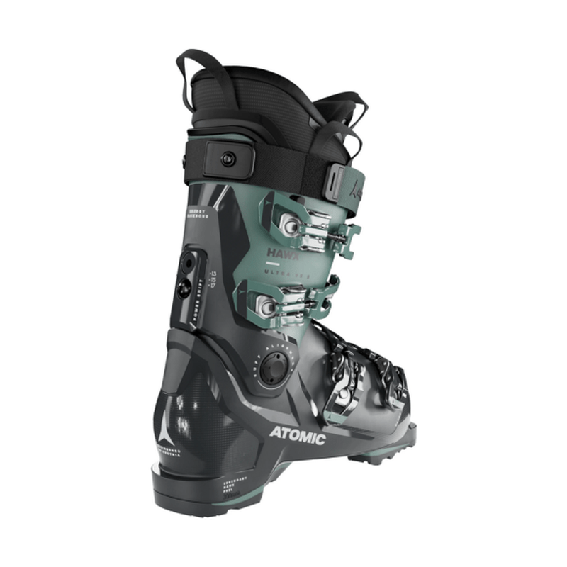 Atomic Hawx Ultra 95 S W GW alpinpjäxa i svart med mintgröna detaljer, profilvy