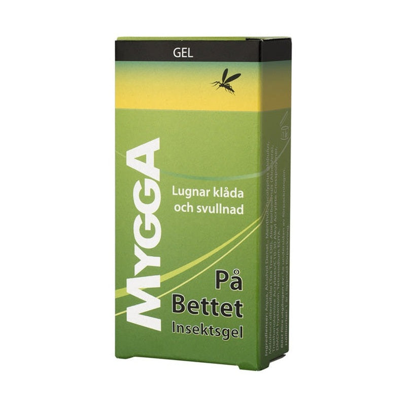 MyggA På Bettet insektsgel för myggbett, 50 ml grön och gul förpackning