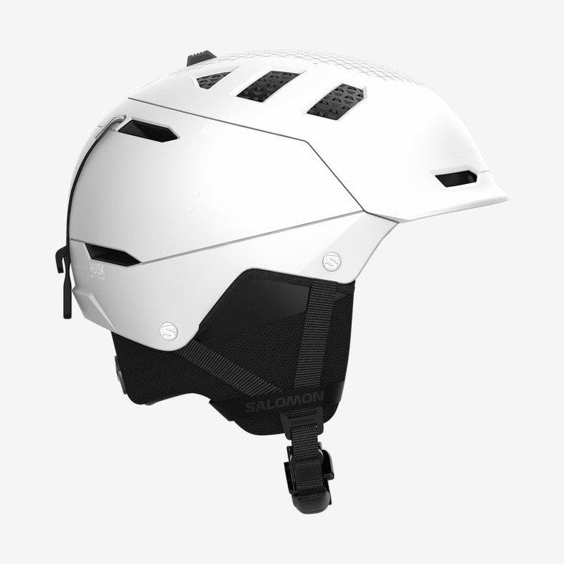 Vit Salomon Husk Prime MIPS alpint hjälm med matt yta och ventilering