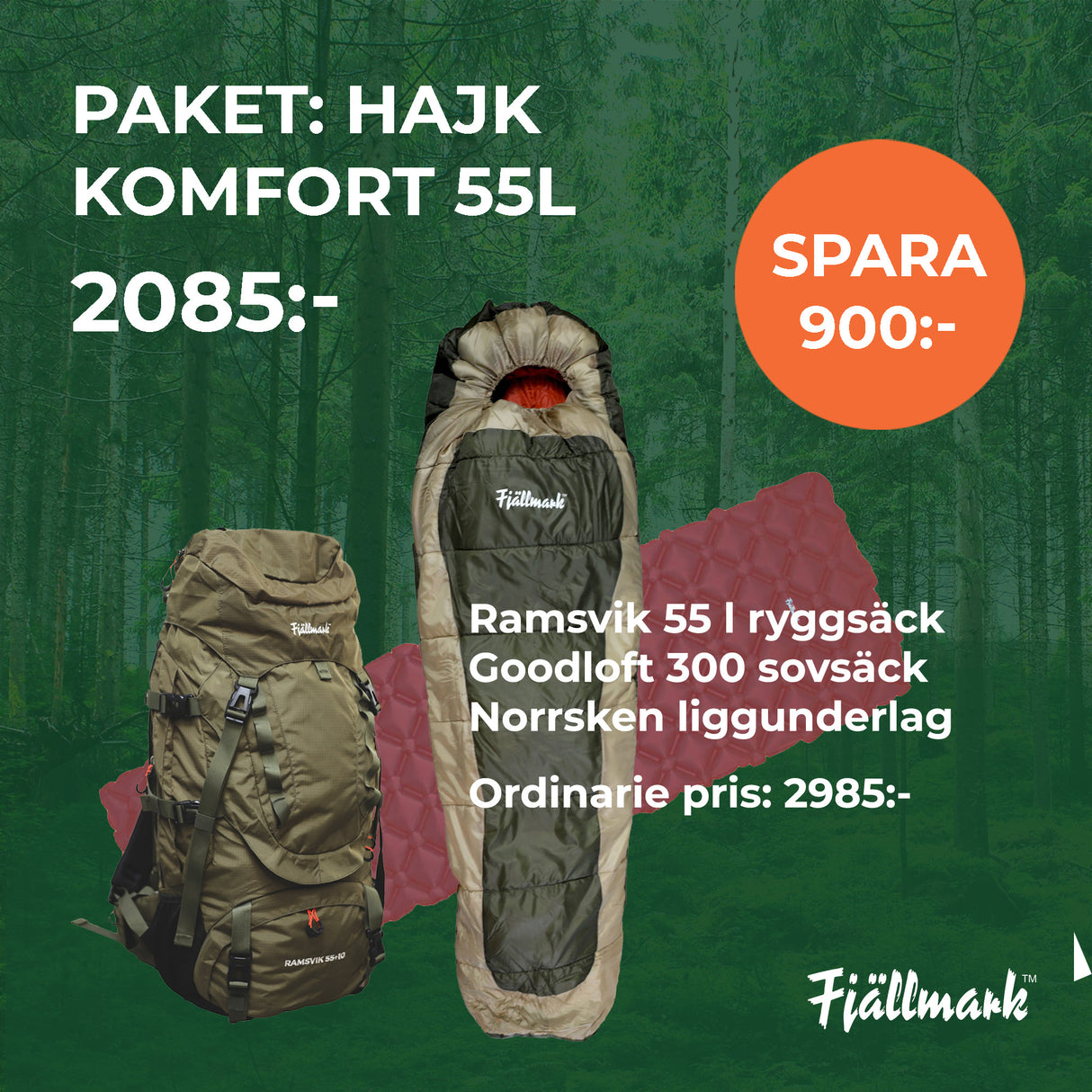 PAKET: Hajk komfort 55l