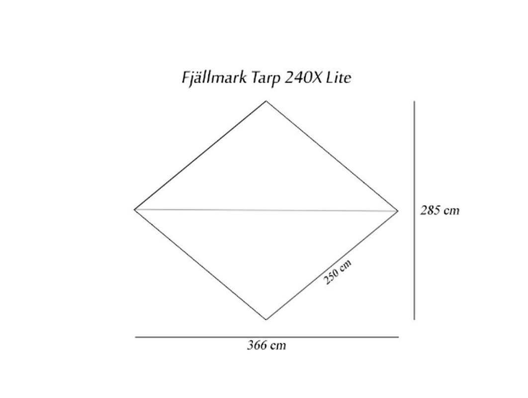 Teknisk ritning av Fjällmark Tarp 240X Lite med måttangivelser