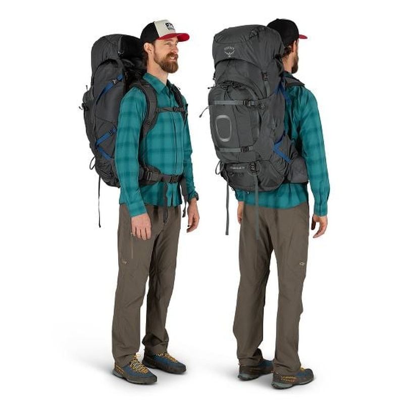 Osprey Aether Plus 70 vandringsryggsäck justerat höftbälte och axelremmar
