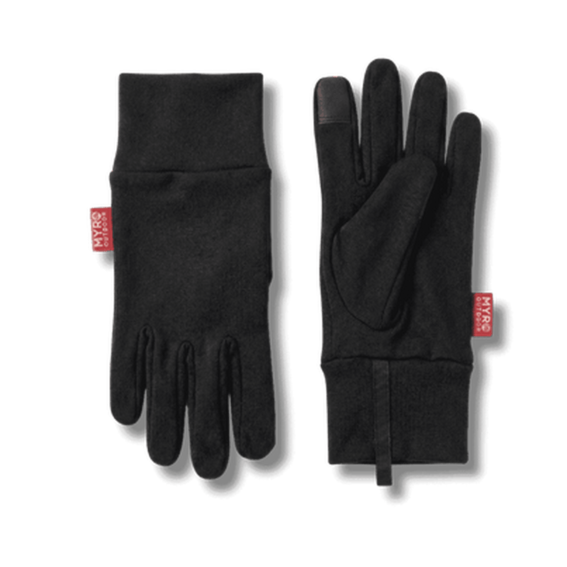 Svarta Myr Merino Liner Handskar med touchfunktion och röd logo