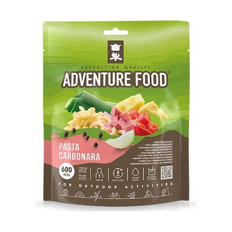 Adventure Food Pasta Carbonara frystorkad mat i grönt och brunt förpackning