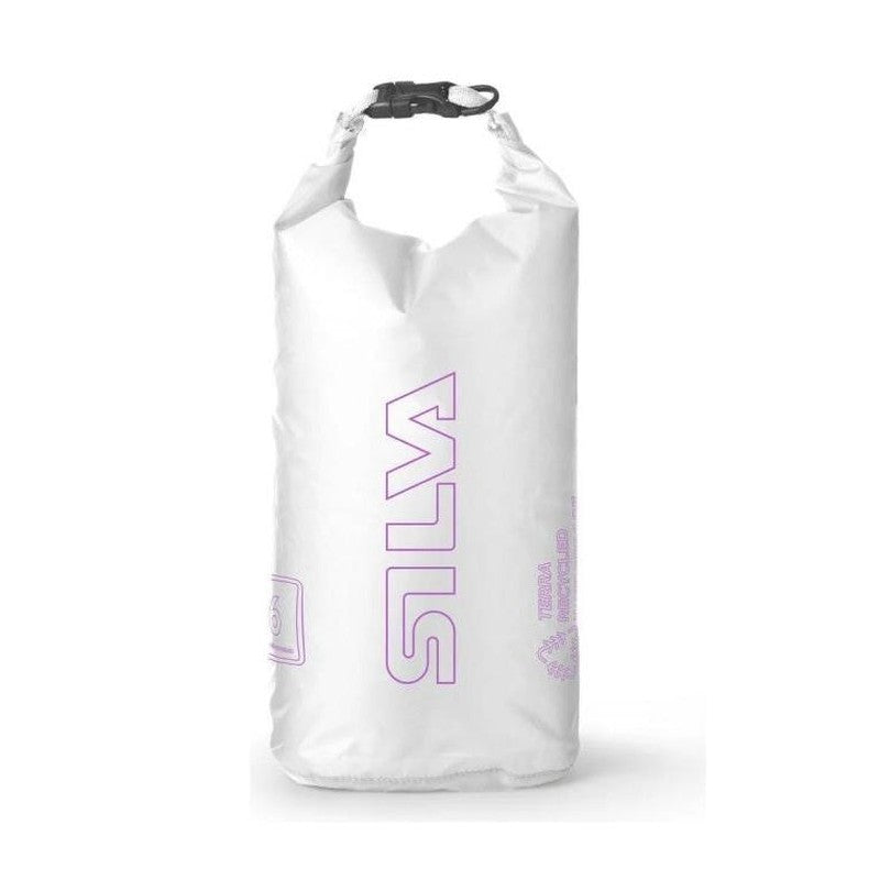 Vit Terra Dry Bag 6L med rullstängning och lila SILVA-tryck